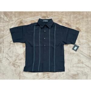 Clairborne Short Sleeve Button Up Shirt Black NWT Boys Size 7x‎